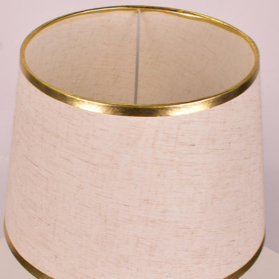 Modern Minimalist Round Cylinder Fabric Iron 1-Light Table Lamp For Bedroom