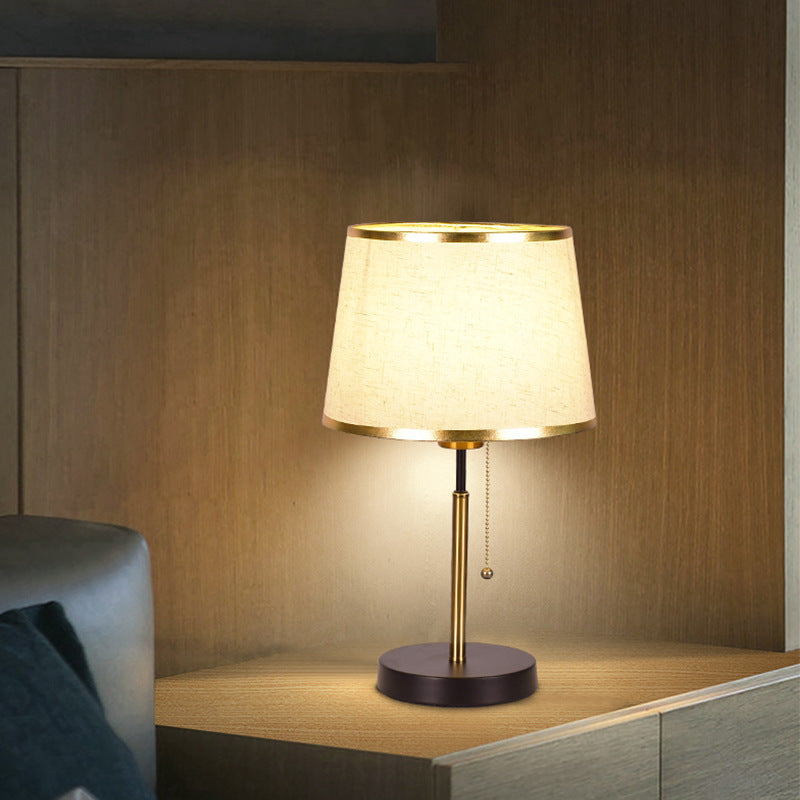 Modern Minimalist Round Cylinder Fabric Iron 1-Light Table Lamp For Bedroom