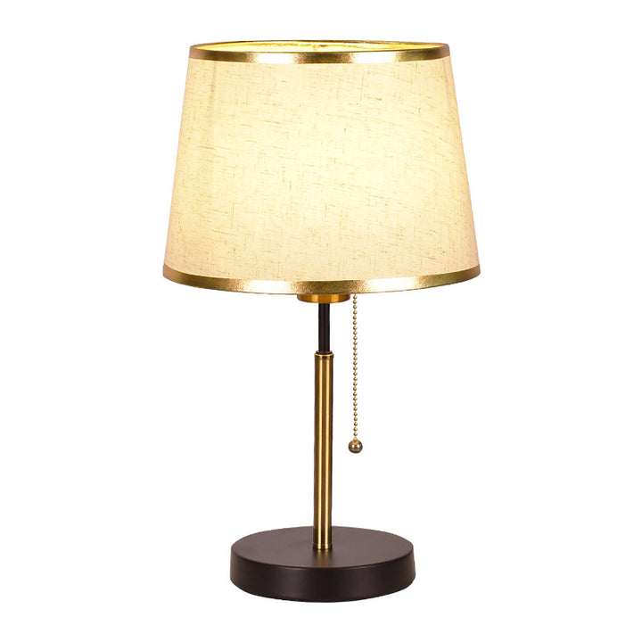 Modern Minimalist Round Cylinder Fabric Iron 1-Light Table Lamp For Bedroom