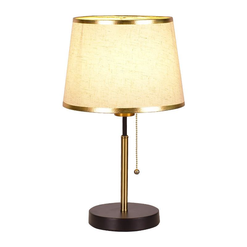 Modern Minimalist Round Cylinder Fabric Iron 1-Light Table Lamp For Bedroom