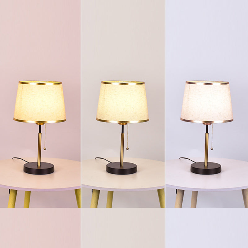Modern Minimalist Round Cylinder Fabric Iron 1-Light Table Lamp For Bedroom