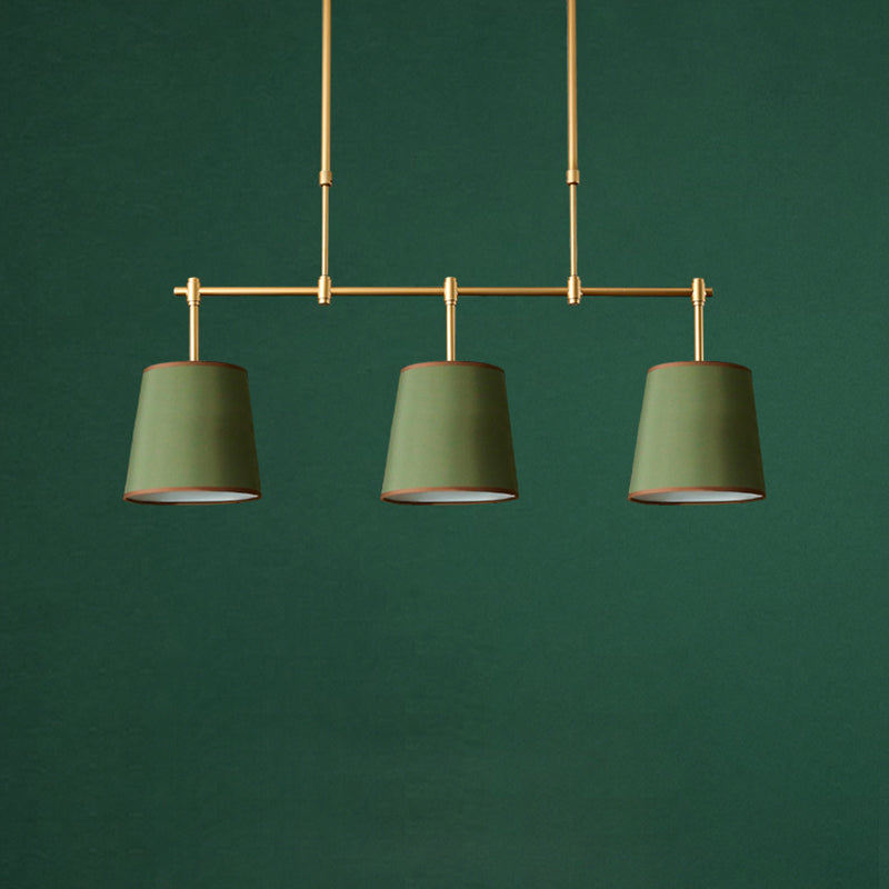 Contemporain Scandinave Longue Colonne Ronde Tissu Fer Lustre à 3 Lumières Pour Salon 