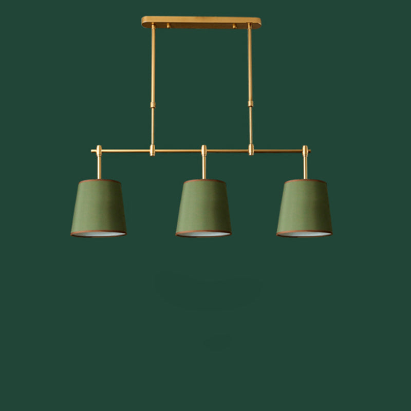 Contemporain Scandinave Longue Colonne Ronde Tissu Fer Lustre à 3 Lumières Pour Salon 