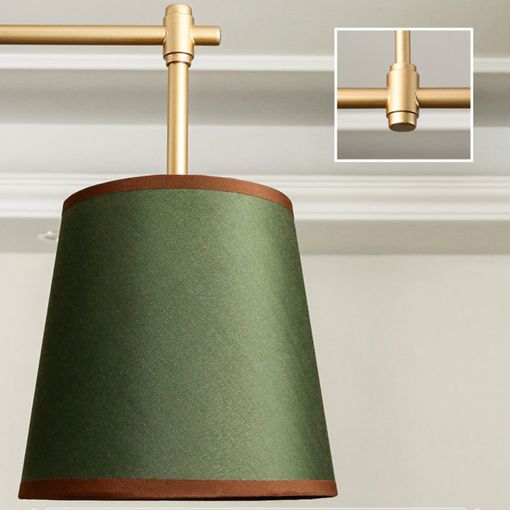 Contemporain Scandinave Longue Colonne Ronde Tissu Fer Lustre à 3 Lumières Pour Salon 