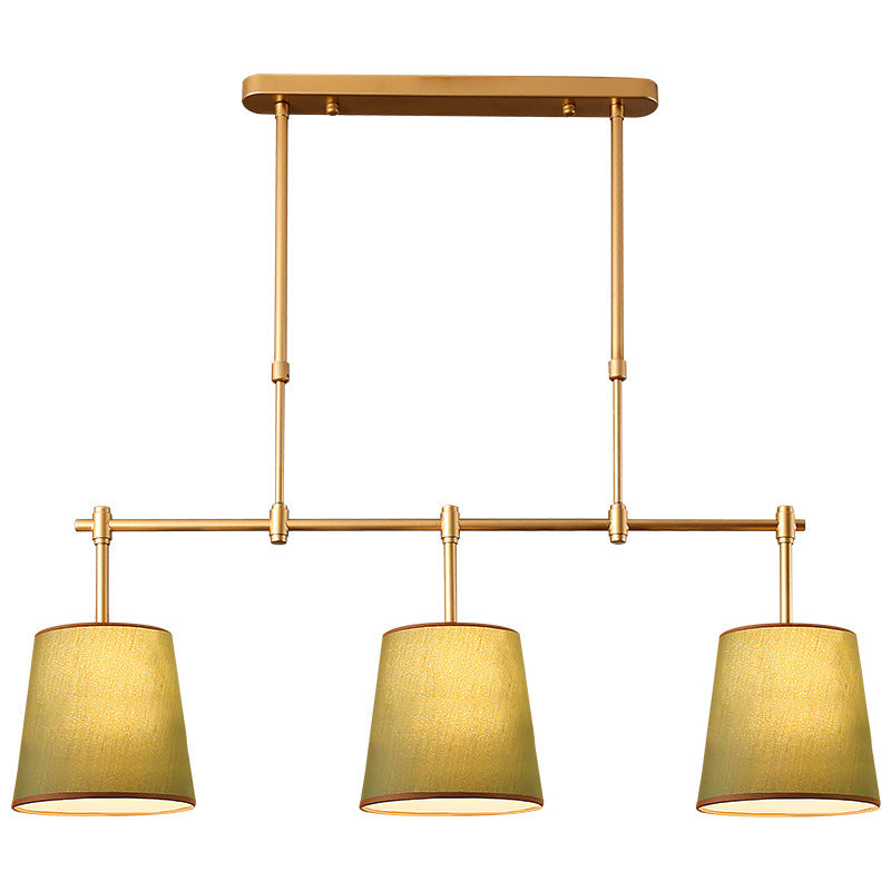 Contemporain Scandinave Longue Colonne Ronde Tissu Fer Lustre à 3 Lumières Pour Salon 
