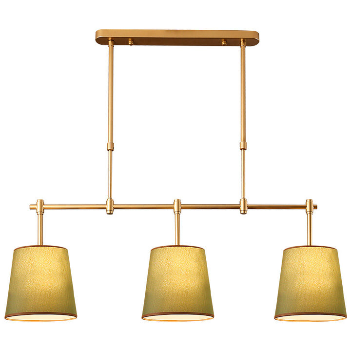 Contemporain Scandinave Longue Colonne Ronde Tissu Fer Lustre à 3 Lumières Pour Salon 