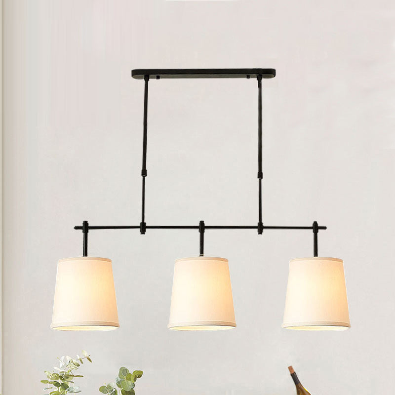 Contemporain Scandinave Longue Colonne Ronde Tissu Fer Lustre à 3 Lumières Pour Salon 