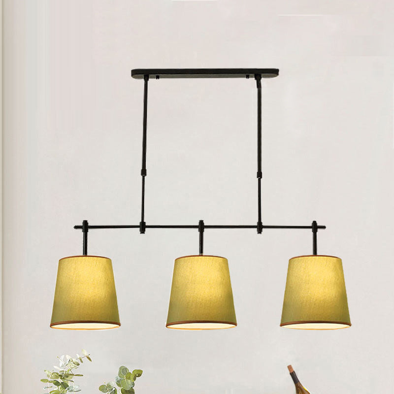 Contemporain Scandinave Longue Colonne Ronde Tissu Fer Lustre à 3 Lumières Pour Salon 