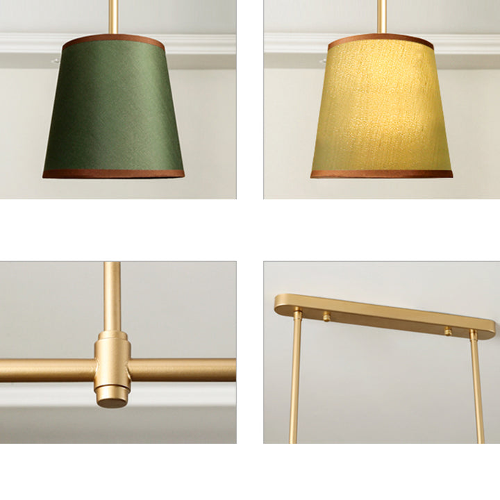 Contemporain Scandinave Longue Colonne Ronde Tissu Fer Lustre à 3 Lumières Pour Salon 