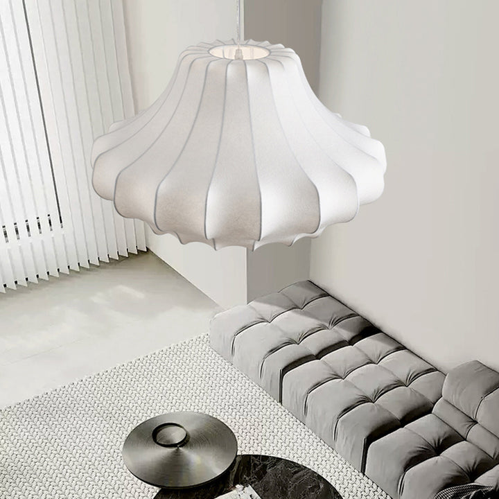 Contemporary Scandinavian Pear Diamond Round Faux Silk Iron 3/4 Light Chandelier For Living Room