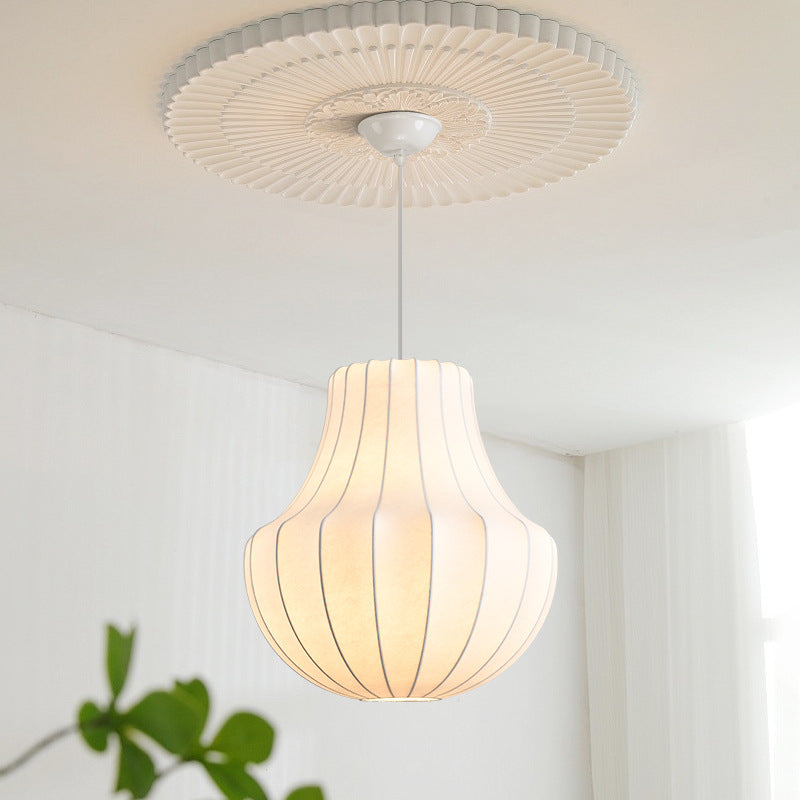 Contemporary Scandinavian Pear Diamond Round Faux Silk Iron 3/4 Light Chandelier For Living Room