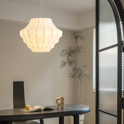 Contemporary Scandinavian Pear Diamond Round Faux Silk Iron 3/4 Light Chandelier For Living Room