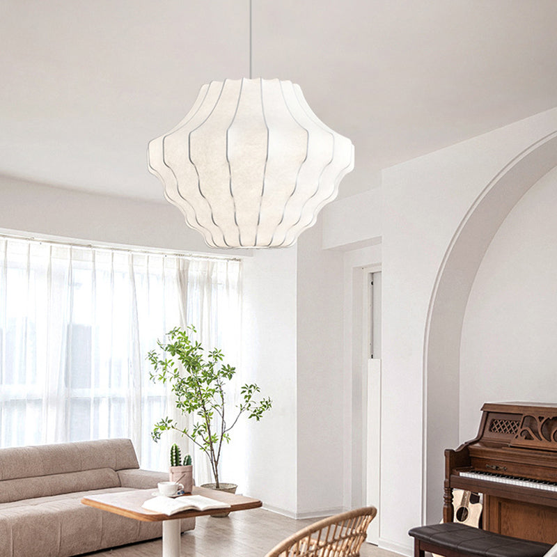 Contemporary Scandinavian Pear Diamond Round Faux Silk Iron 3/4 Light Chandelier For Living Room