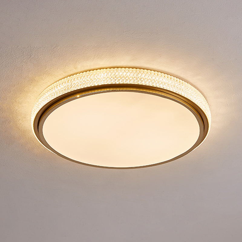 Modern Minimalist Round Grainy Acrylic Iron LED Flush Mount Ceiling Light For Living Room