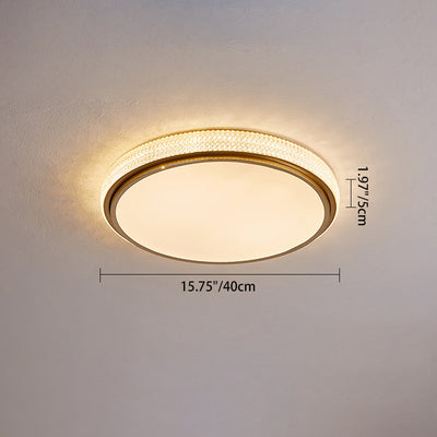 Modern Minimalist Round Grainy Acrylic Iron LED Flush Mount Ceiling Light For Living Room