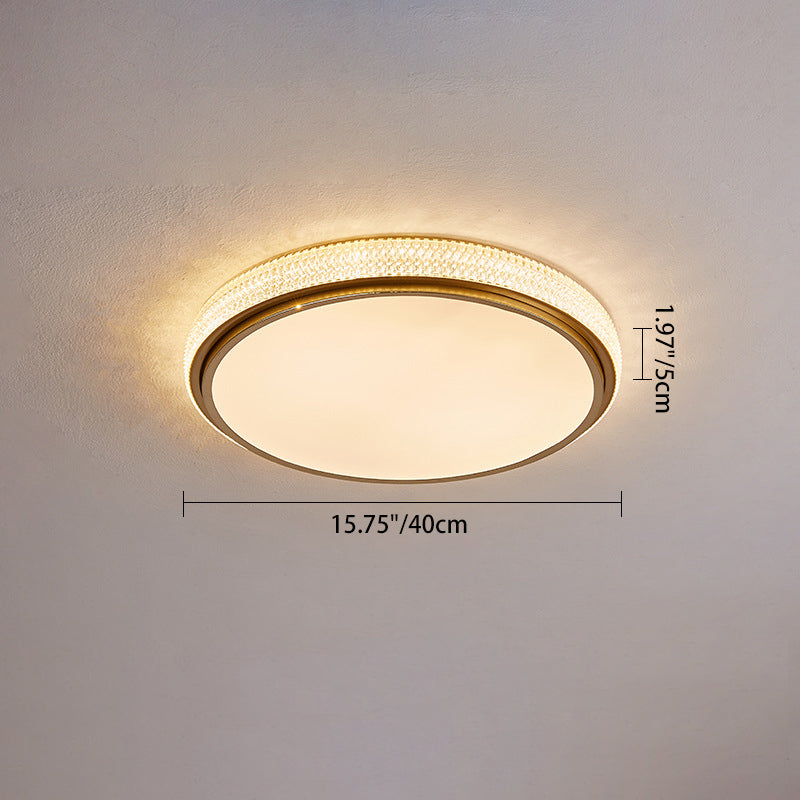 Modern Minimalist Round Grainy Acrylic Iron LED Flush Mount Ceiling Light For Living Room