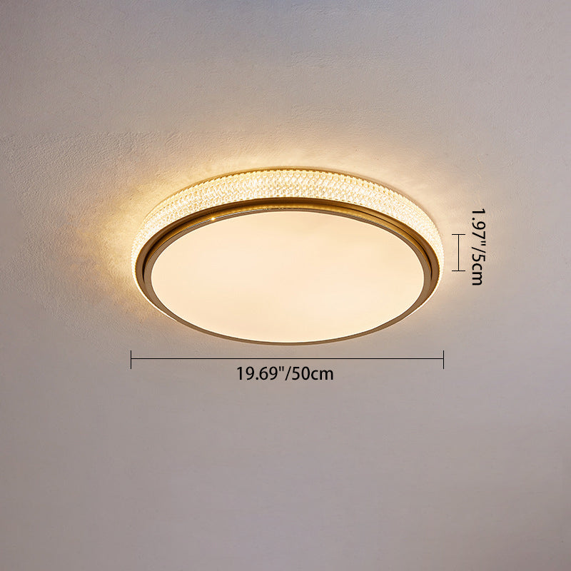 Modern Minimalist Round Grainy Acrylic Iron LED Flush Mount Ceiling Light For Living Room