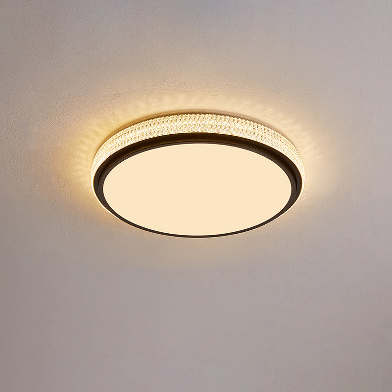 Modern Minimalist Round Grainy Acrylic Iron LED Flush Mount Ceiling Light For Living Room