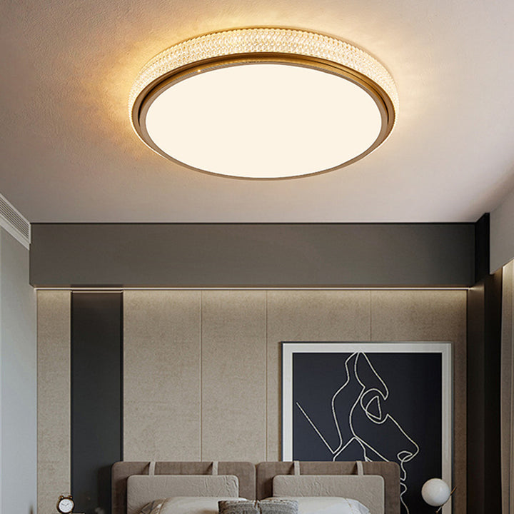 Lustre Plafonnier LED Moderne Minimaliste Rond en Acrylique Granuleux et Fer pour Salon 