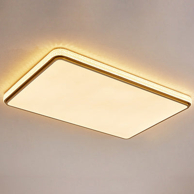 Modern Luxury Square Rectangle Crystal Acrylic Iron LED Flush Mount Ceiling Light For Living Room
