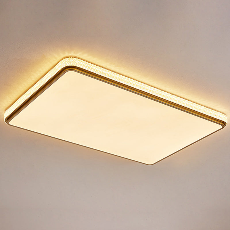 Modern Luxury Square Rectangle Crystal Acrylic Iron LED Flush Mount Ceiling Light For Living Room