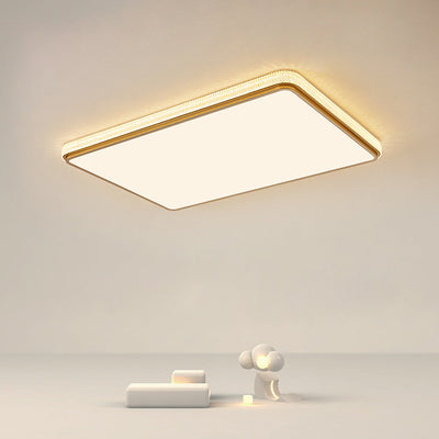 Modern Luxury Square Rectangle Crystal Acrylic Iron LED Flush Mount Ceiling Light For Living Room