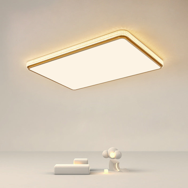 Modern Luxury Square Rectangle Crystal Acrylic Iron LED Flush Mount Ceiling Light For Living Room