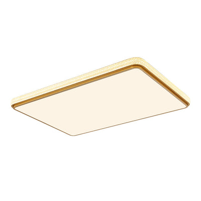 Modern Luxury Square Rectangle Crystal Acrylic Iron LED Flush Mount Ceiling Light For Living Room