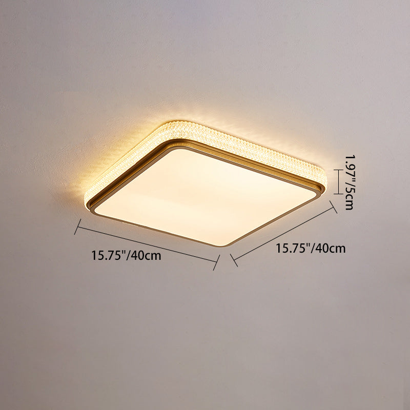 Modern Luxury Square Rectangle Crystal Acrylic Iron LED Flush Mount Ceiling Light For Living Room