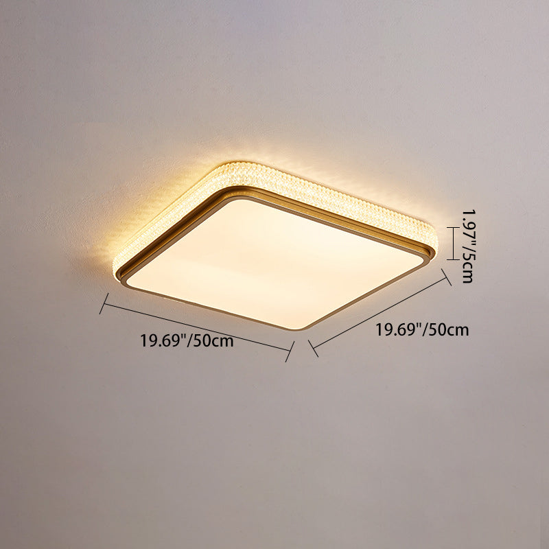 Modern Luxury Square Rectangle Crystal Acrylic Iron LED Flush Mount Ceiling Light For Living Room