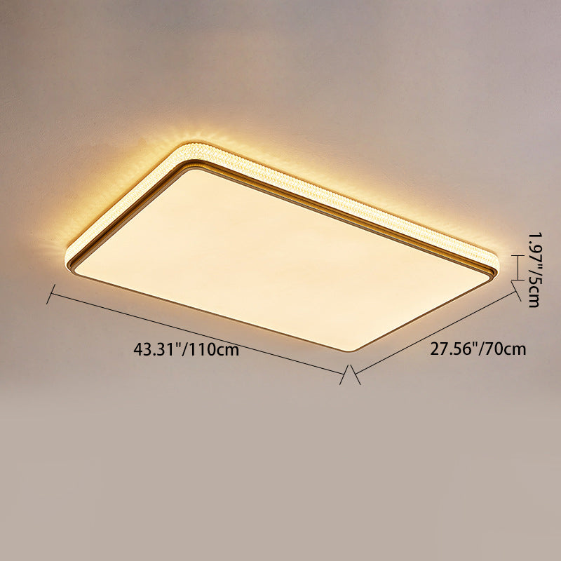 Modern Luxury Square Rectangle Crystal Acrylic Iron LED Flush Mount Ceiling Light For Living Room