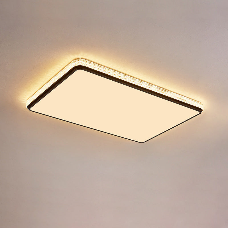 Modern Luxury Square Rectangle Crystal Acrylic Iron LED Flush Mount Ceiling Light For Living Room