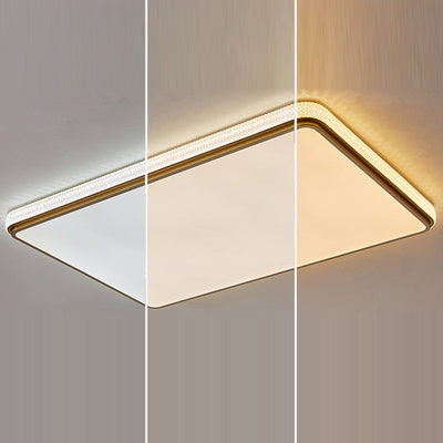 Modern Luxury Square Rectangle Crystal Acrylic Iron LED Flush Mount Ceiling Light For Living Room