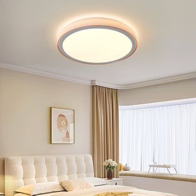 Modern Minimalist Round Grain Acrylic Hardware LED Flush Mount Ceiling Light For Living Room