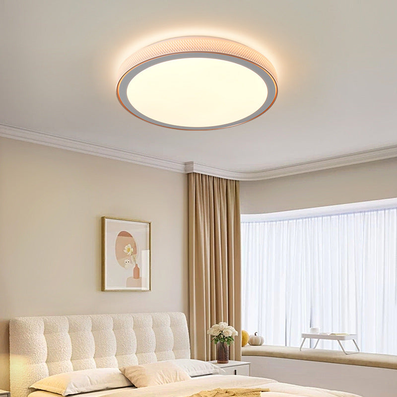 Modern Minimalist Round Grain Acrylic Hardware LED Flush Mount Ceiling Light For Living Room