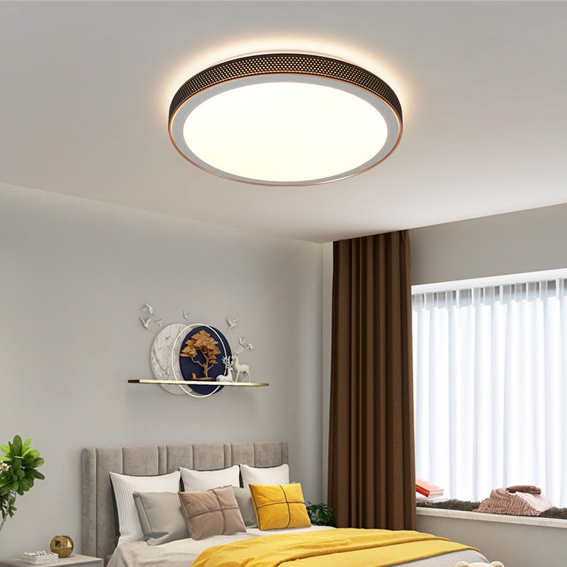 Modern Minimalist Round Grain Acrylic Hardware LED Flush Mount Ceiling Light For Living Room