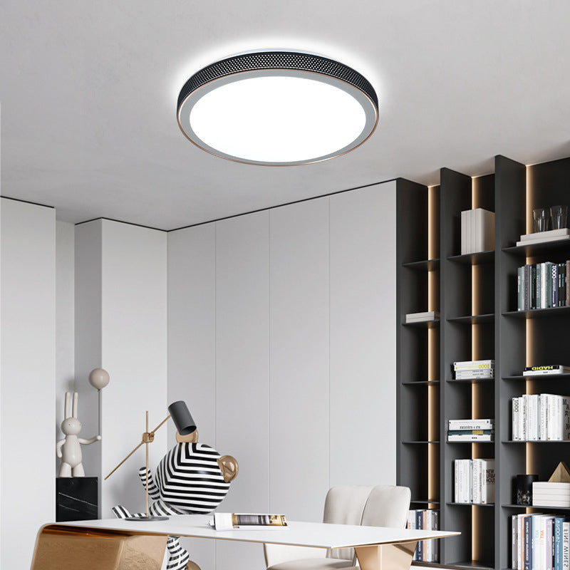 Modern Minimalist Round Grain Acrylic Hardware LED Flush Mount Ceiling Light For Living Room