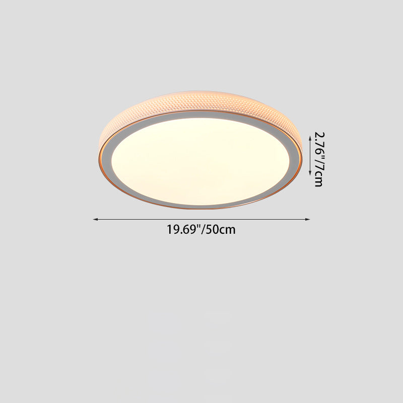 Modern Minimalist Round Grain Acrylic Hardware LED Flush Mount Ceiling Light For Living Room