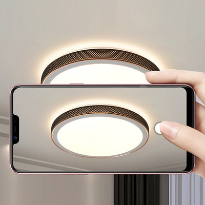 Modern Minimalist Round Grain Acrylic Hardware LED Flush Mount Ceiling Light For Living Room