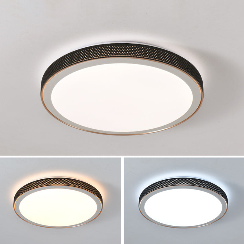 Modern Minimalist Round Grain Acrylic Hardware LED Flush Mount Ceiling Light For Living Room