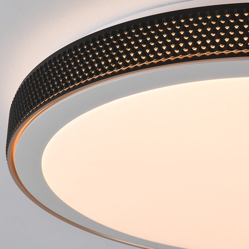 Modern Minimalist Round Grain Acrylic Hardware LED Flush Mount Ceiling Light For Living Room