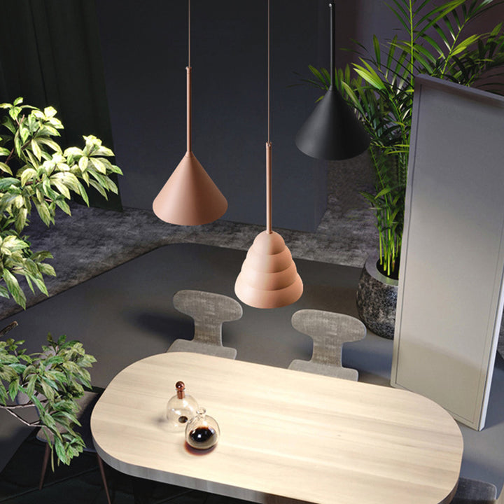 Contemporain Scandinave Cône Guimauve Rond Résine Quincaillerie Suspension Luminaire à 1 Lumière Pour Salon 