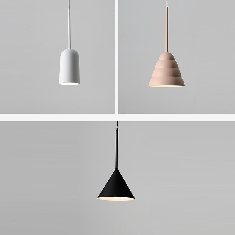 Contemporary Scandinavian Cone Marshmallow Round Resin Hardware 1-Light Pendant Light For Living Room