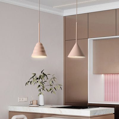 Contemporary Scandinavian Cone Marshmallow Round Resin Hardware 1-Light Pendant Light For Living Room