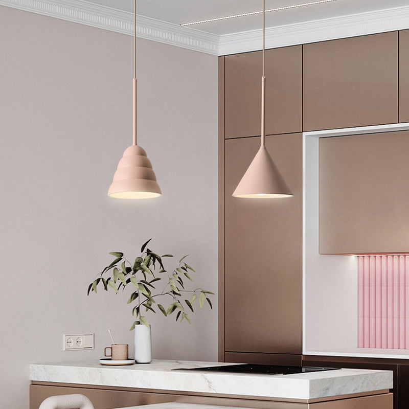 Contemporary Scandinavian Cone Marshmallow Round Resin Hardware 1-Light Pendant Light For Living Room