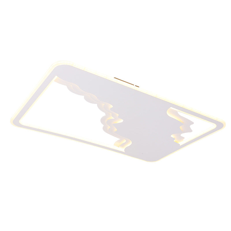 Modern Art Deco Wave Round Square Rectangle Acrylic Iron LED Flush Mount Ceiling Light For Living Room