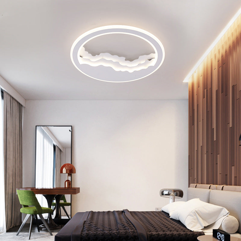 Modern Art Deco Wave Round Square Rectangle Acrylic Iron LED Flush Mount Ceiling Light For Living Room