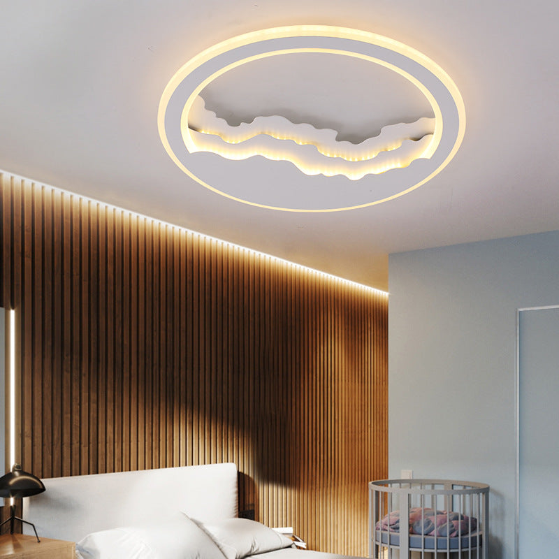Modern Art Deco Wave Round Square Rectangle Acrylic Iron LED Flush Mount Ceiling Light For Living Room