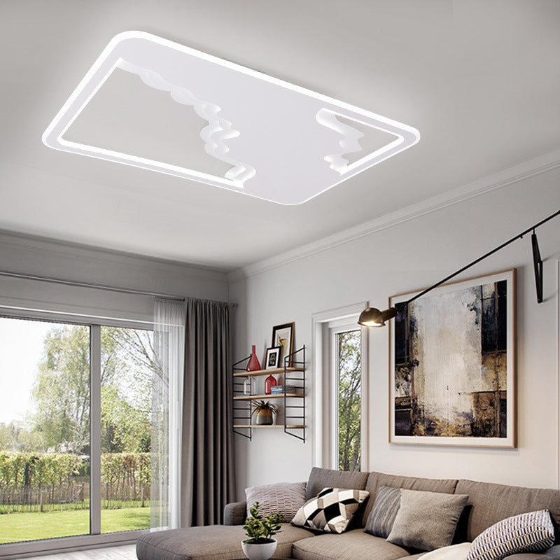 Modern Art Deco Wave Round Square Rectangle Acrylic Iron LED Flush Mount Ceiling Light For Living Room