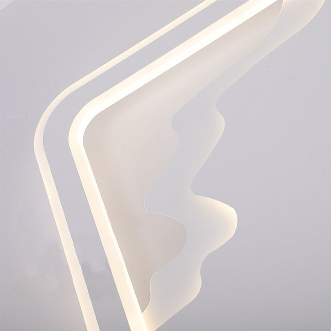 Modern Art Deco Wave Round Square Rectangle Acrylic Iron LED Flush Mount Ceiling Light For Living Room
